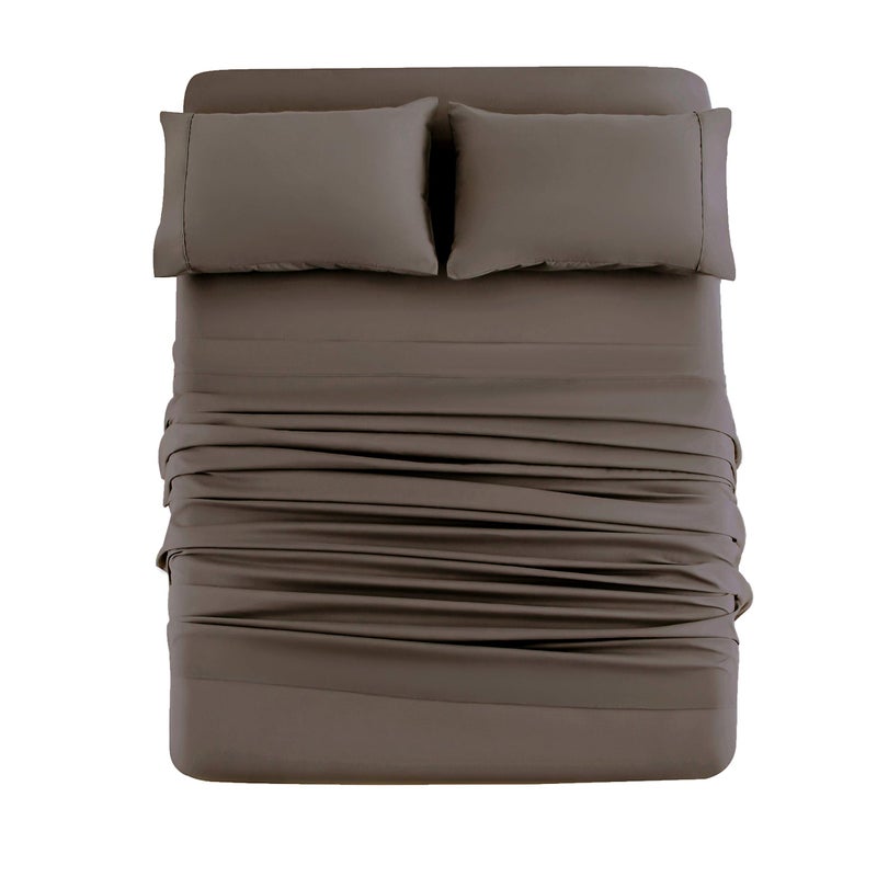 Mohap Bed Sheet Set 4 Pieces Double Brushed Microfiber 1800 - Breathable All Season Luxury Soft Bedding - Full Coffee - Image 1